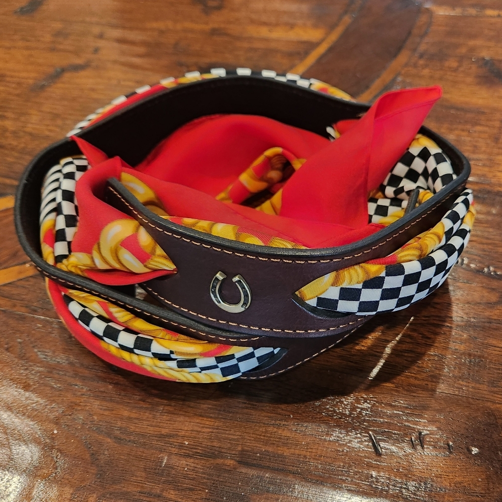 Equestrian Inspired Leather and Scarf Belt